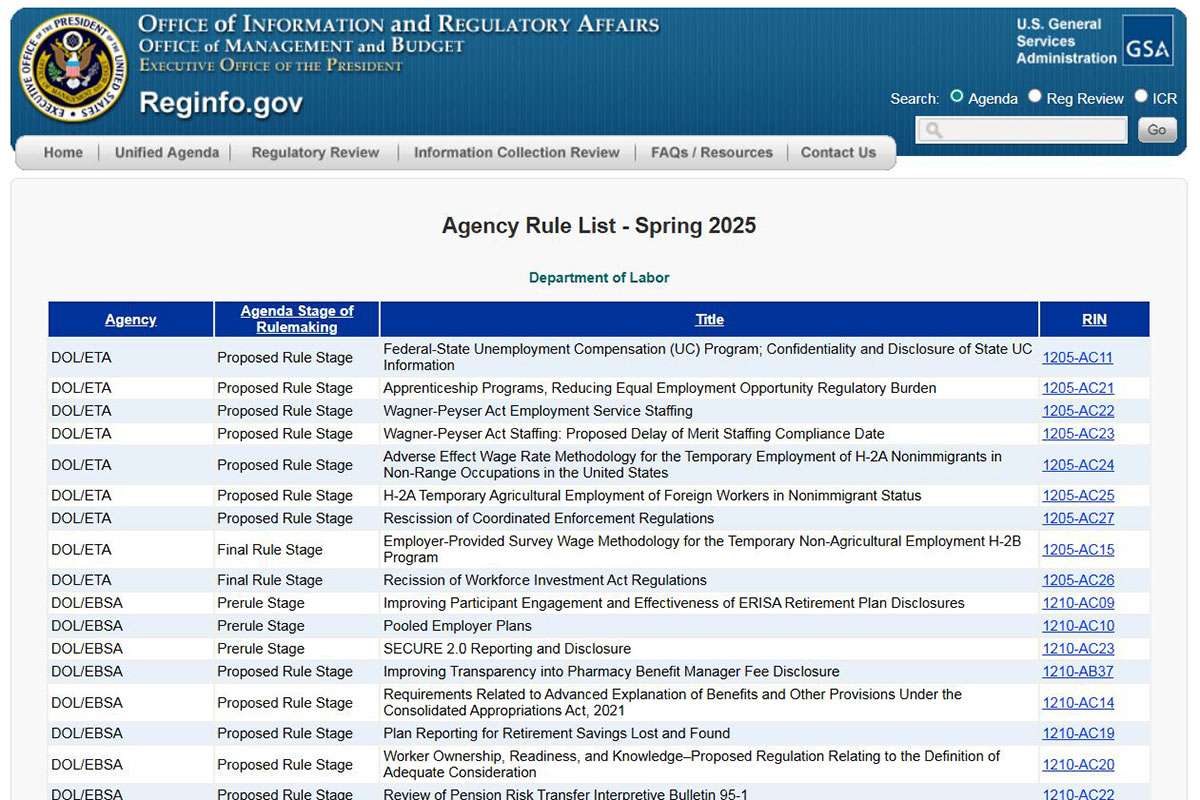 Trump, DOL unveil semiannual regulatory agenda