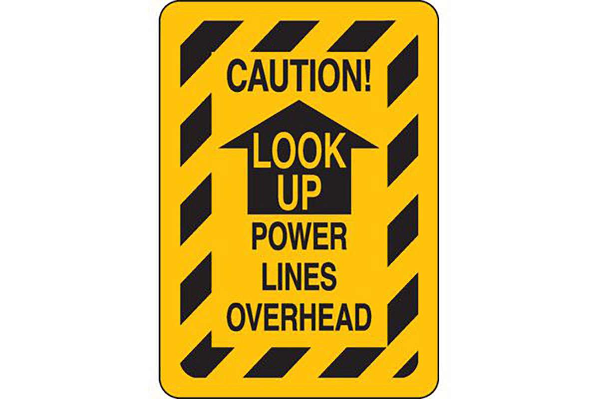 Seton Caution Look Up Power Lines Overhead - Electrical Safety Signs
