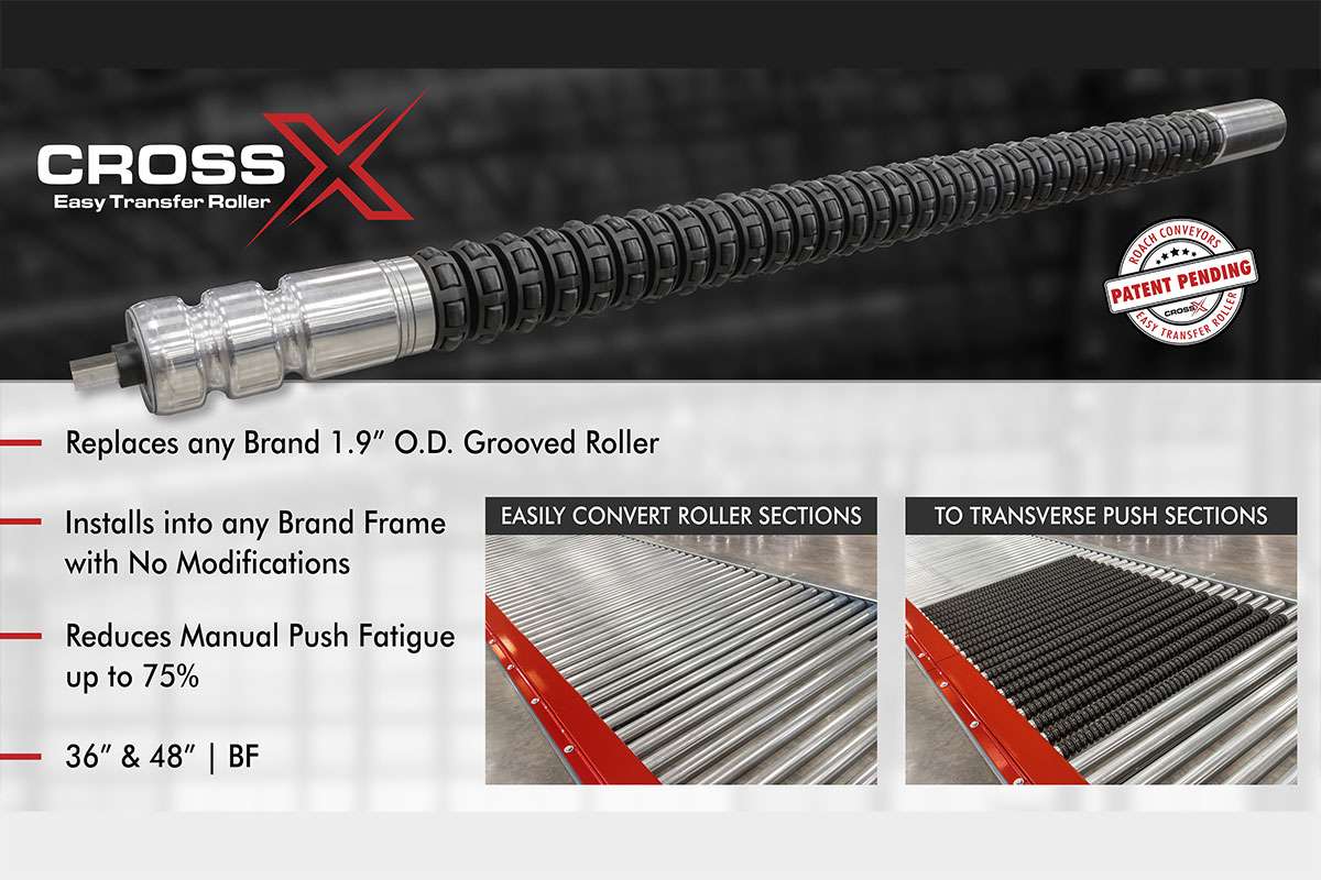 Roach Conveyors CrossX easy-transfer roller