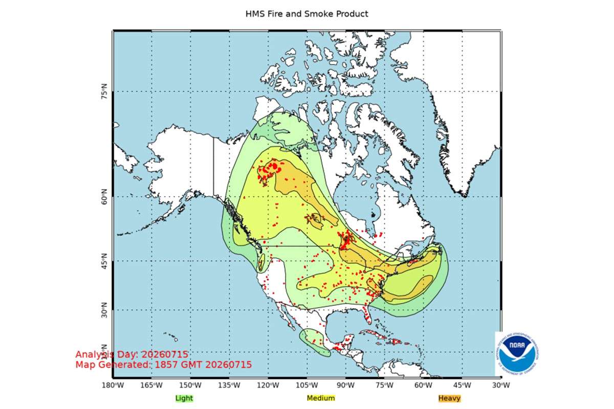 Wildfires generating smoke across Canada & northern U.S.