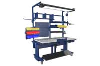 BOSTONtec: Ergonomic Electric Height Adjustable Assembly Workbench with Surface Rollers, Ball Transfers, and Tilt