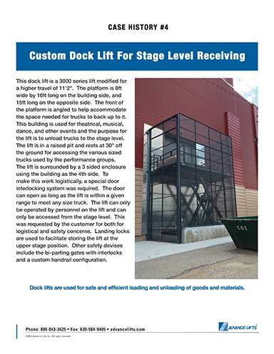 Custom Dock Lift For Stage Level Receiving