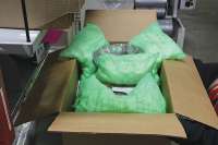 Block-and-brace cushioning pads keep companies green