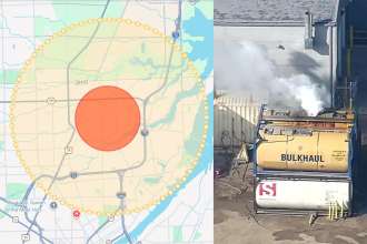 Shipping tank releasing hazardous…