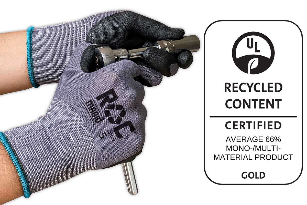 Magid GP102 glove certified to UL 2702 Recycling Standard